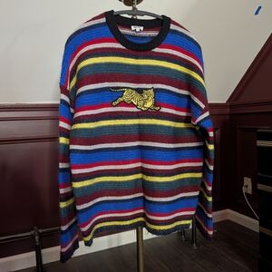 Kenzo Multicolor Striped Crewneck Sweater with Tiger Design